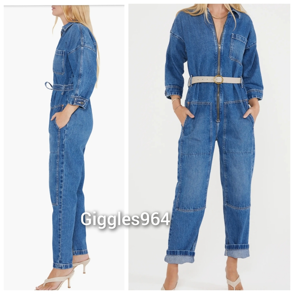 Etica Zeta Zip Front Denim Jean Jumpsuit - Picture 2 of 2
